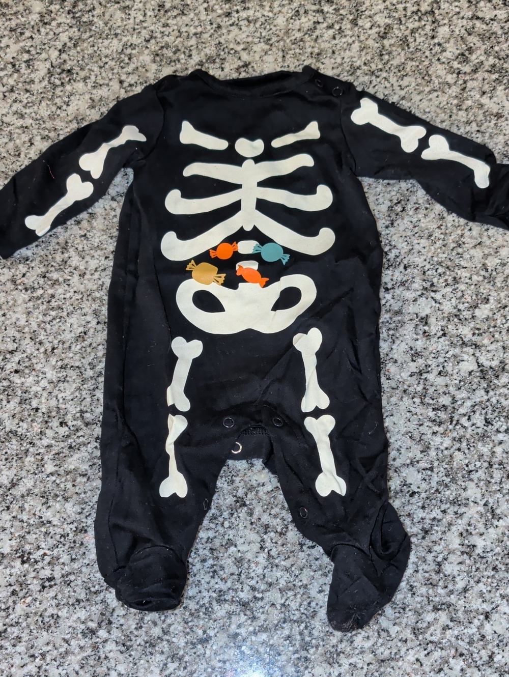 Carter's Black Baby Footed Sleeper with White Print Halloween
